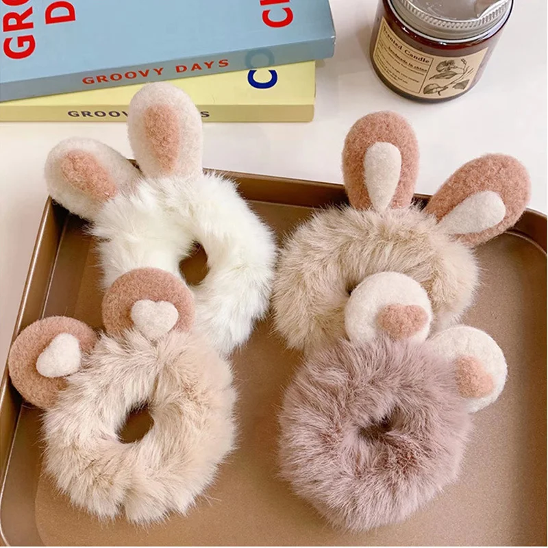 

Корейские модные искусственные меховые бриллианты милые медвежьи кроличьи волосы веревка для женщин девочек эластичная повязка для волос ...