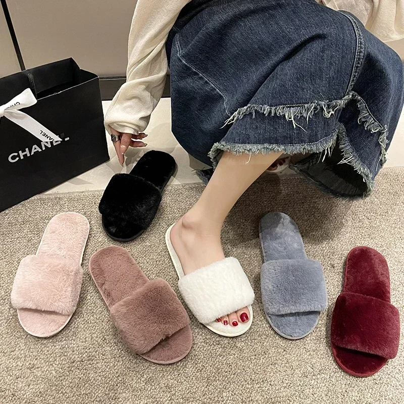 Зимние женские хлопковые тапочки на плоском каблуке. Новинка. Домашняя обувь