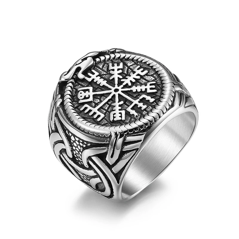 

Cool Punk Hip Hop Vintage Nordic Viking Rune Ring for Men Titanium Ring Men Stainless Steel Jewelry Gift Anillos Para Wholesale