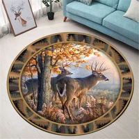 hunting deer premium round rug 3d printed rug non slip mat dining room living room soft bedroom carpet 02