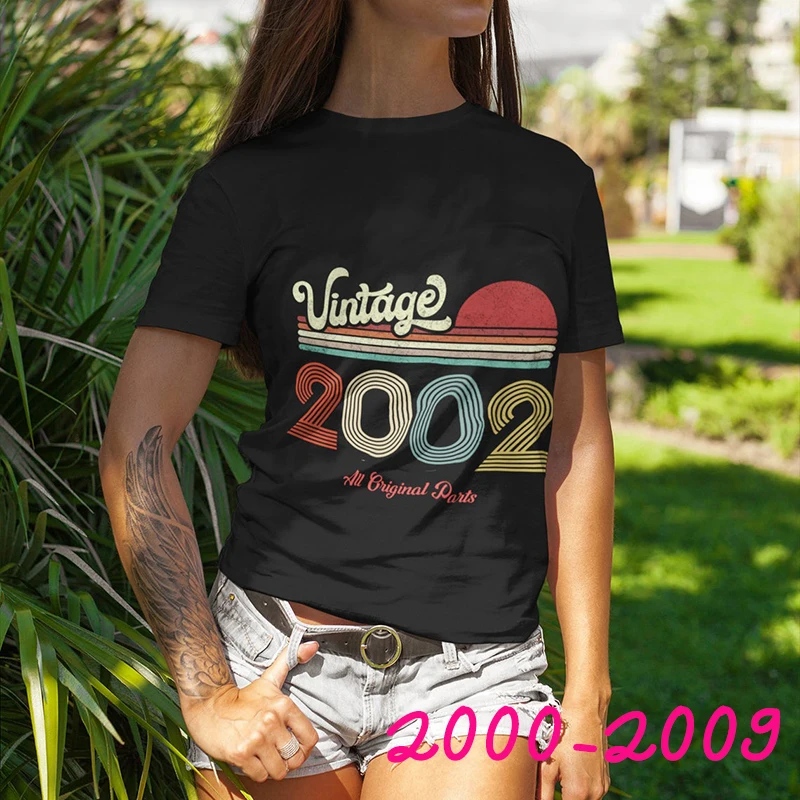 Vintage 2000 - 2009 T-Shirt Women 12-21 18 Years Old 21st 18th Birthday Gift Idea Sister Girl Wife Daughter Top Tshirt Tee Shirt
