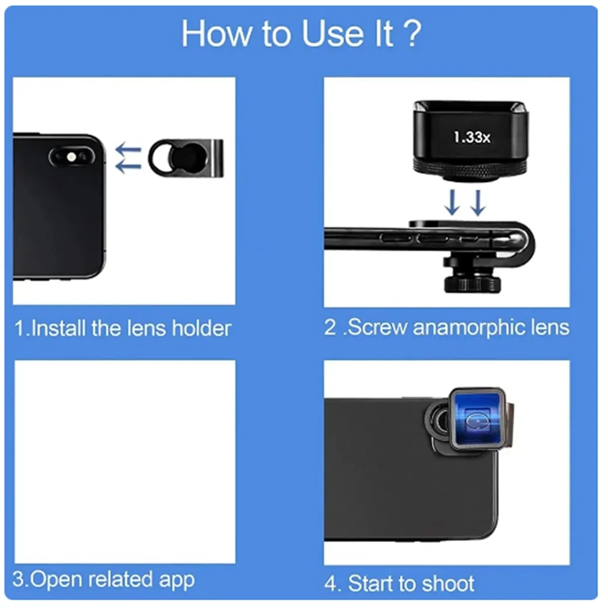 1 33-кратный анаморфокусный объектив для киносъемки камеры телефона