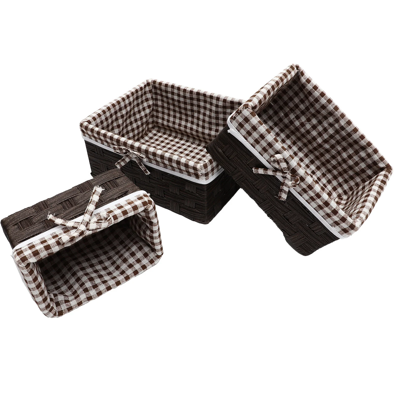 

3 Pcs Organizer Baskets With Liner Woven Basketss Magazine Linen For Table Child Weaved