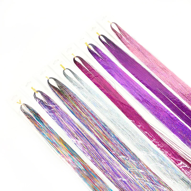 Shiny Sparkle Hair Tinsel Kit Rainbow Women Colorful Glitter Bling Hair Extension Twinkle Hair Dazzles Accessories for Braiding