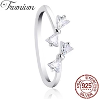 trumium 925 sterling silver bowknot zircon open finger rings for women girls princess wedding party jewelry dorpshipping