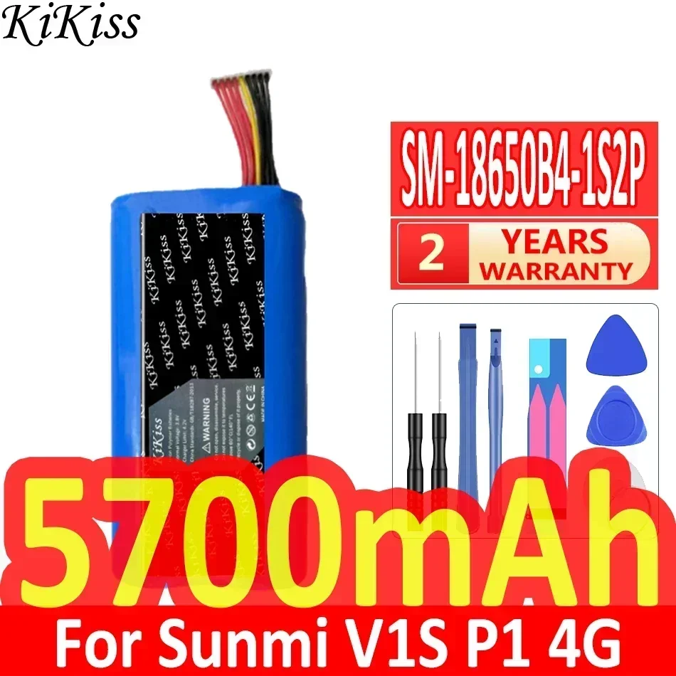 Мощный аккумулятор KiKiss 5700 мАч/6000 мАч SM-18650B4-1S2P для Sunmi P1 4G WS920 W6900 POS 1INR19/66-2 V1S