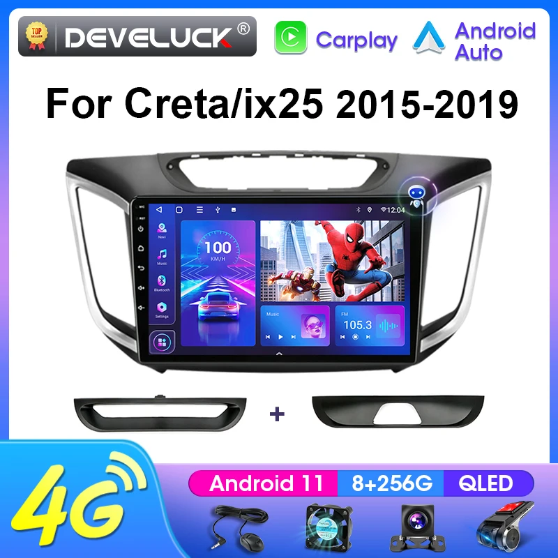 Автомагнитола на Android 11 для Hyundai Creta ix25 2015 - 2019 2 Din мультимедийный видеоплеер GPS-навигация 4G стерео Carplay Авто DSP