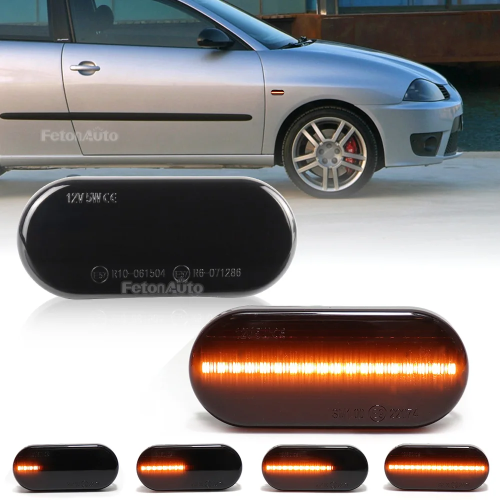 2PCS Turn Signal Light Side Marker Dynamic Lamp For SEAT Leon Ibiza 6L Ford Focus MK2 Volkswagen Golf 3 4 Lupo Passat Polo 6N 9N