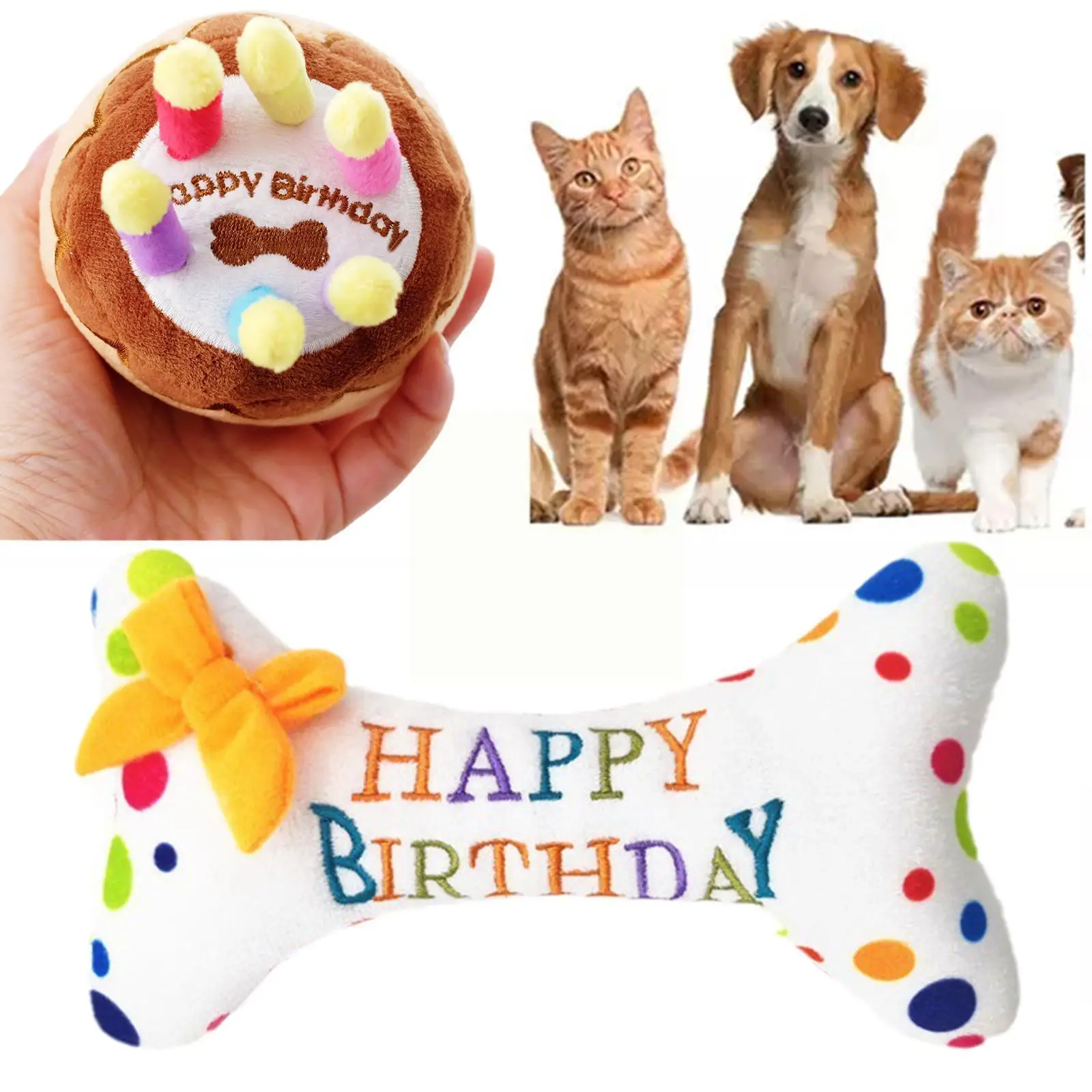 

Pet Dog Pet Squeaky Toy Cute Birthday Cake Squeaky Stuffed Toy Chew Puppy Resistant Toy Toys Bite X1n5