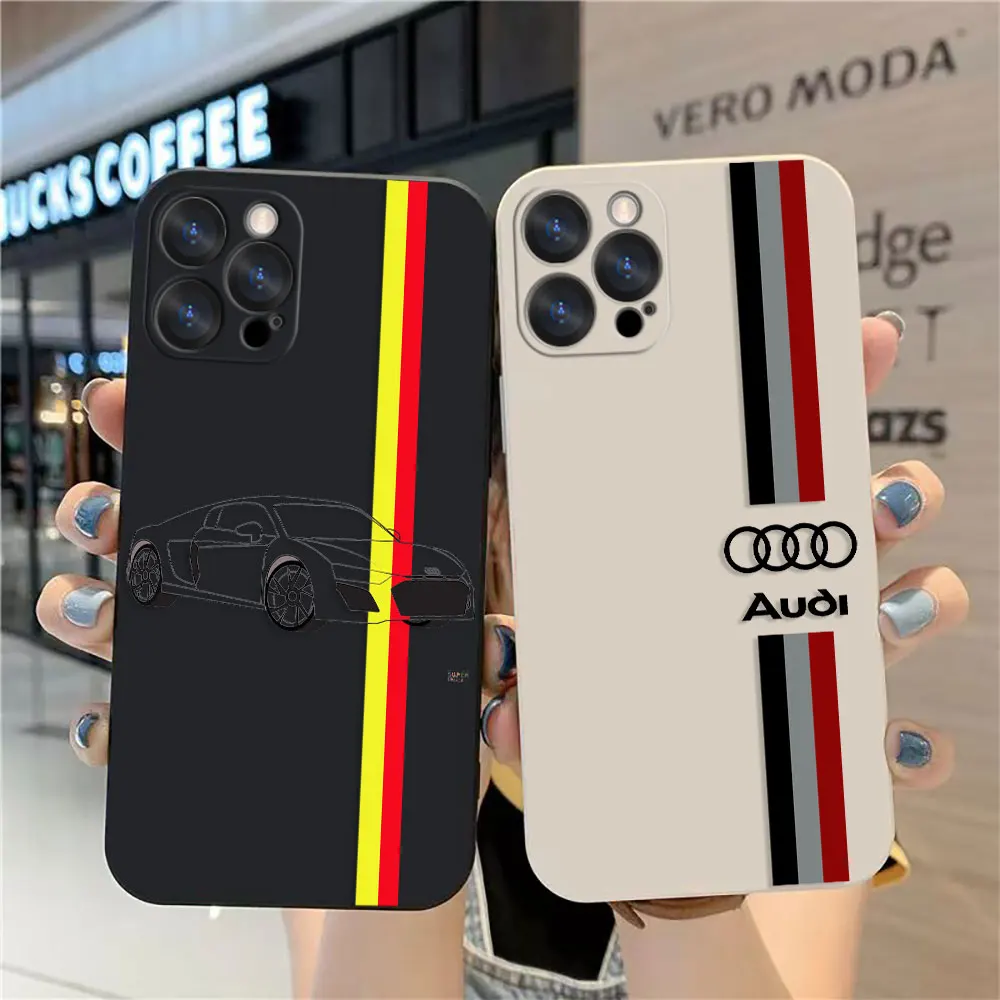 Case For Apple iPhone 14 13 12 11 Pro XS Max Mini X XR SE 7 8 6S Plus Case Cover Funda Cqoue Shell Capa A-Audi Luxury Brand Car