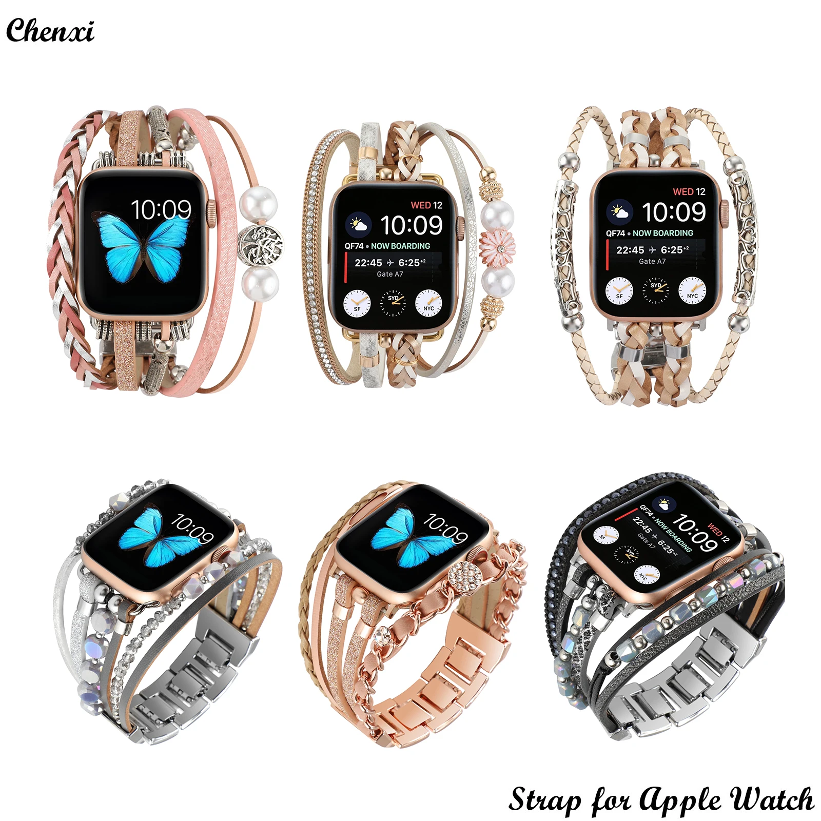Metal Strap For Apple Watch band Series 8 7 6 se 5 4 3 2 Ultra Women Bracelet chain iWatch 49mm 45mm 41mm 40mm 38mm 44mm Wrist