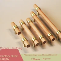 new removable handle beech brass knobs new chinese pure copper handles solid wood furniture drawer handles long copper handle