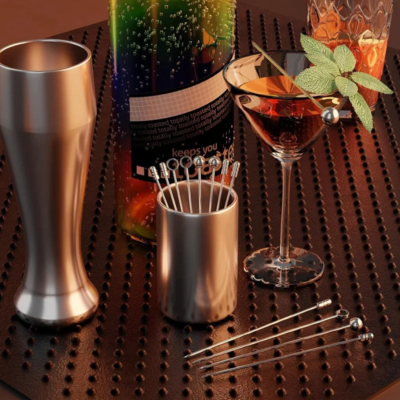 Металлический Набор для коктейлей 4 3 дюйма 20 упаковок + держатель 304 зубочистки из