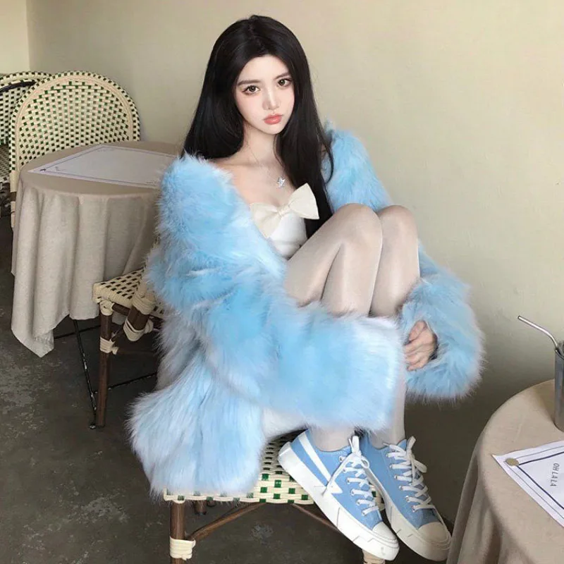 Новинка 2023 года осенне-зимняя куртка из искусственного лисьего меха женское