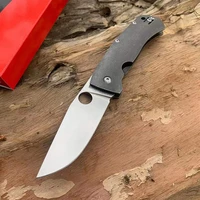titanium alloy handle outdoor tactical folding knife high quality hardness d2 blade hunting survival safety defend pocket knives