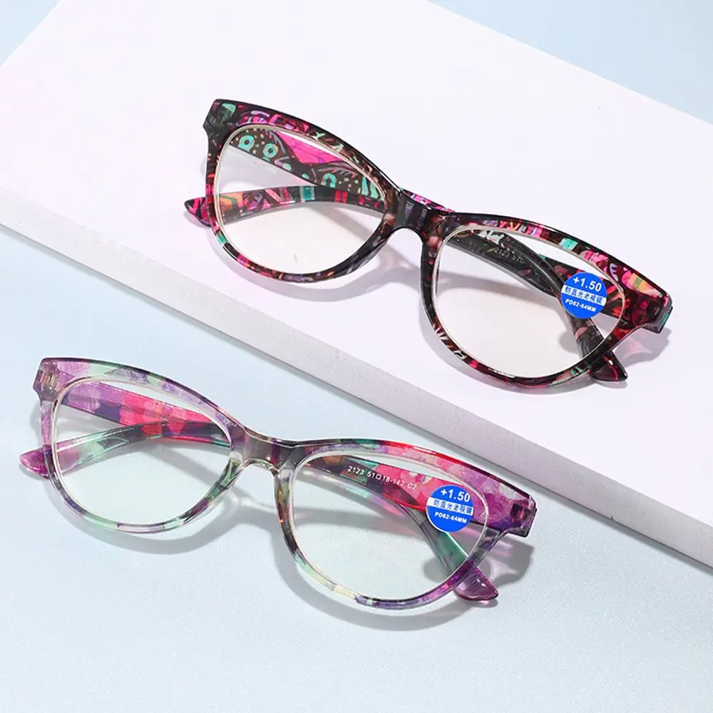 

Men Women Eye Protection Flower Vintage Ultra Light Frame Anti-Blue Light Reading Glasses Eyeglasses