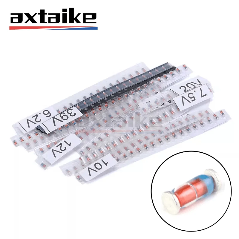 

300PCS 15Value LL34 0.5W SMD Zener Diode Assorted Kit 3V 3.3V 3.9V 4.7V 5.1V 7.5V 8.2V 10V 12V 15V 16V 18V 20V 24V 1N4148 1206