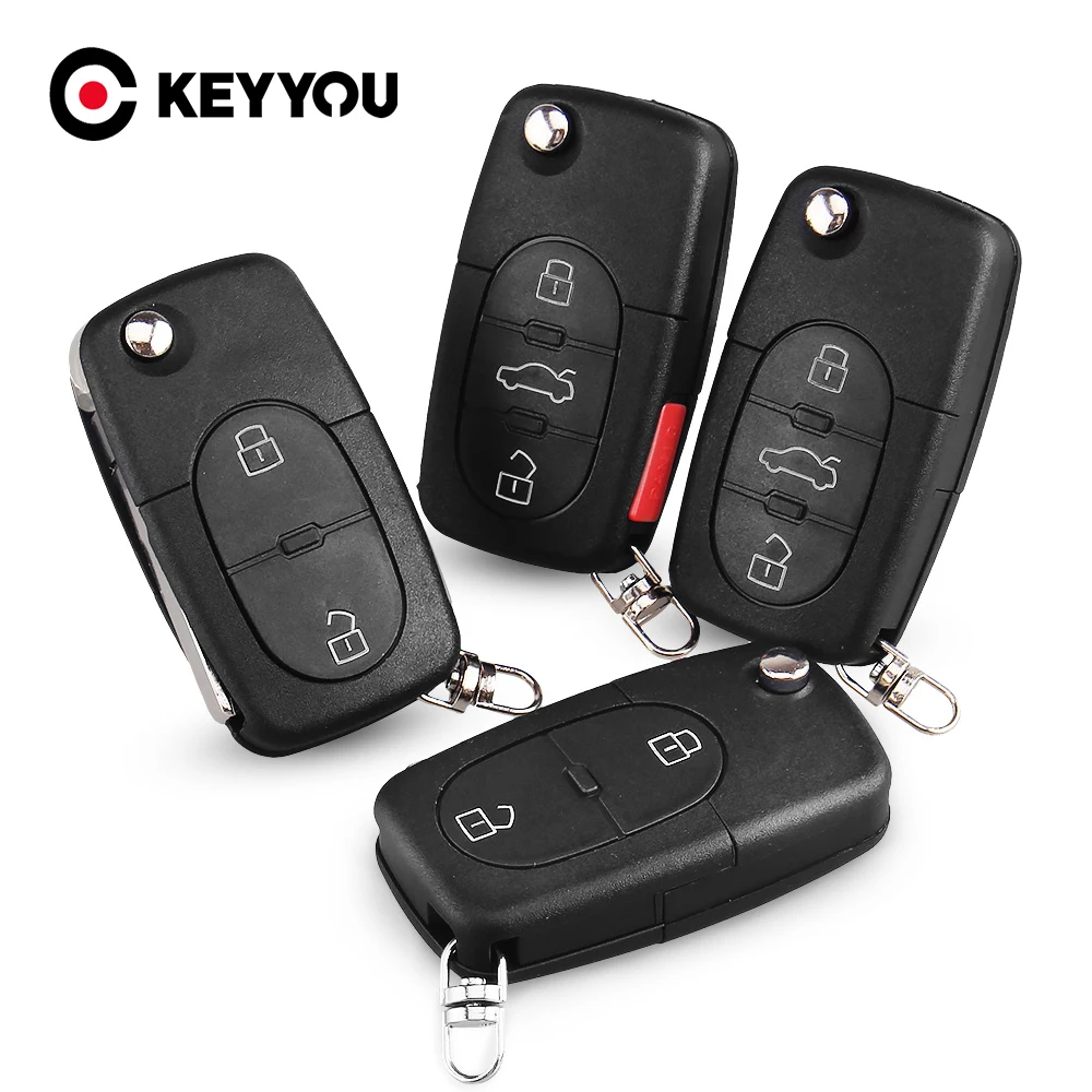 

KEYYOU For VW Volkswagen Fob Car Remote Key Shell Case for VW Volkswagen Passat Jetta Golf Beetle 2/3/4 Buttons Fit CR1616