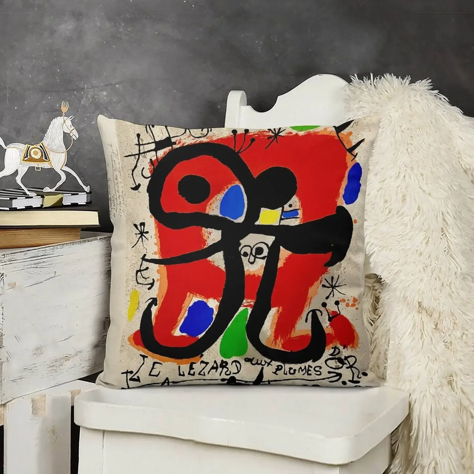 Lezard aux Plumes d'Or Joan Miró абстрактный сюрреализм декоративная подушка декоративный