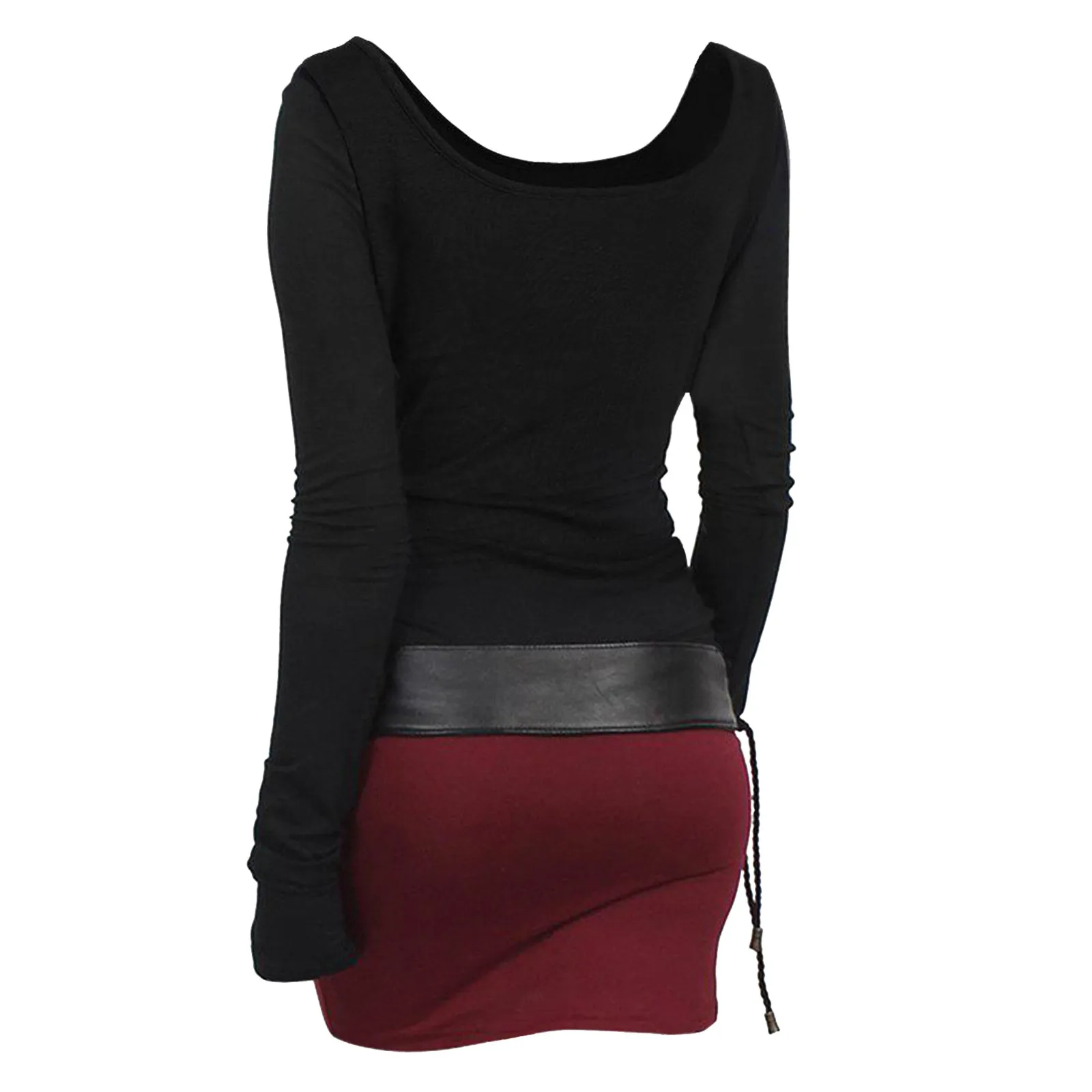 

Women Daily Autumn Casual Long Sleeve Lace Up Pullover Dress Hooded Contrast Two Tone Womens Floral Lace Long Sleeve Dress