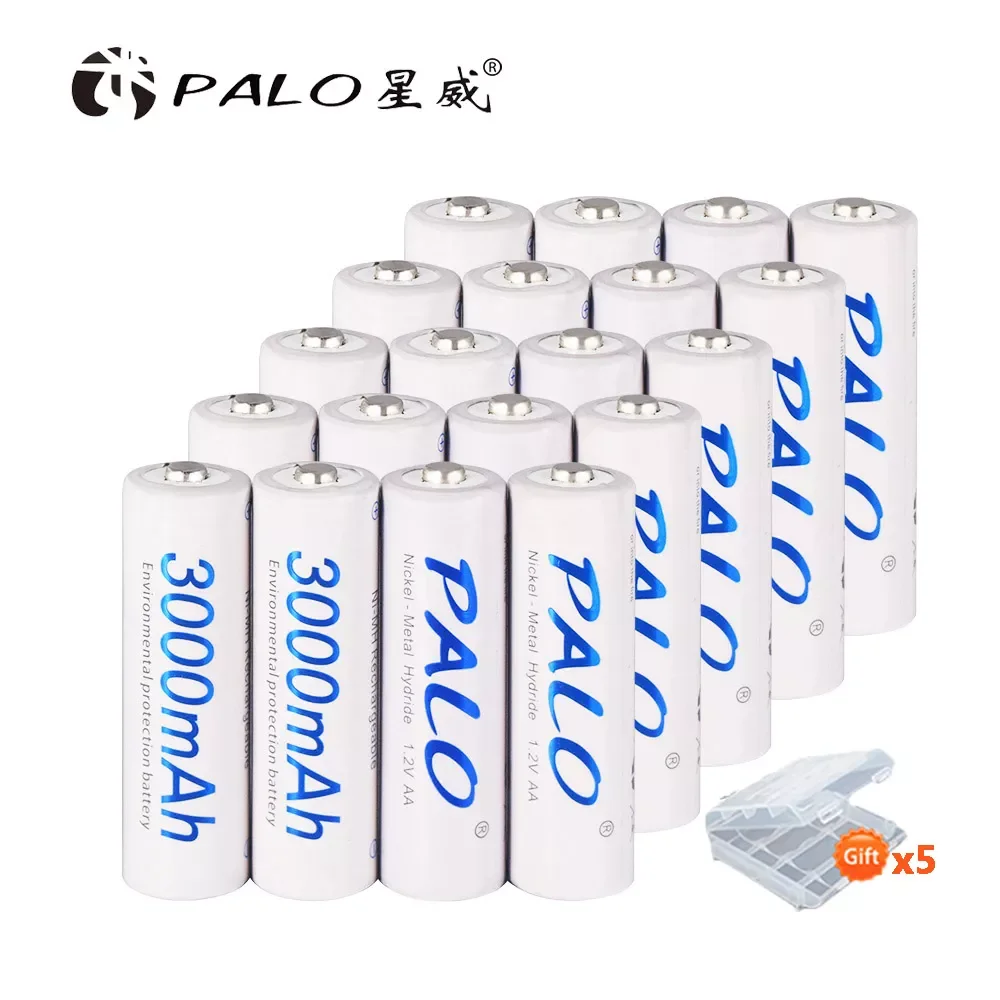 

PALO 4-24pcs 100% Original 1.2V AA Rechargeable Battery 3000mAh Ni-MH NIMH AA Rechargeable Batteries for Camera Flashlight Toy