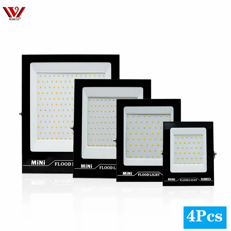 

4pcs/lot LED Floodlight Waterproof IP67 Outdoor Lighting AC220V 10W 20W 30W 50W 100W 150W 200W Garden Spotlight Wall Flood light