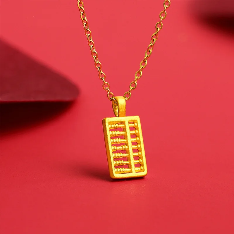 

Certificated 24K Solid Gold Pendant Necklace AU999 Abacus Charm Lucky Jewelry Fortune Blessing Gift Girlfriend Mother Daughter