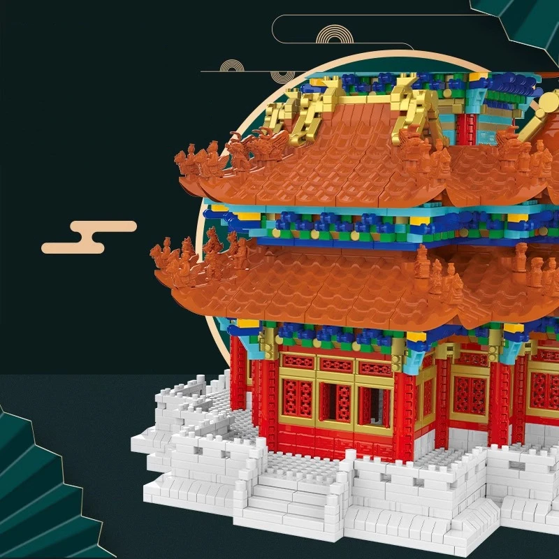 SEMBO Угловые строительные блоки Китай серия моделей запрещенного города большие