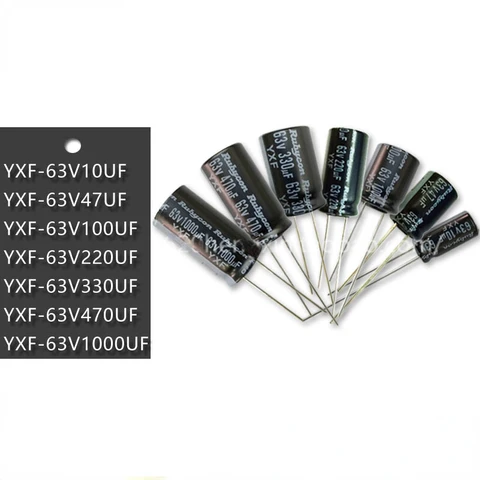 10 шт., Высокочастотный Низкочастотный алюминиевый электролитический конденсатор Rubycon YXF 63 в 10 мкФ 47 мкФ 100 мкФ 220 мкФ 330 мкФ 470 мкФ 1000 мкФ