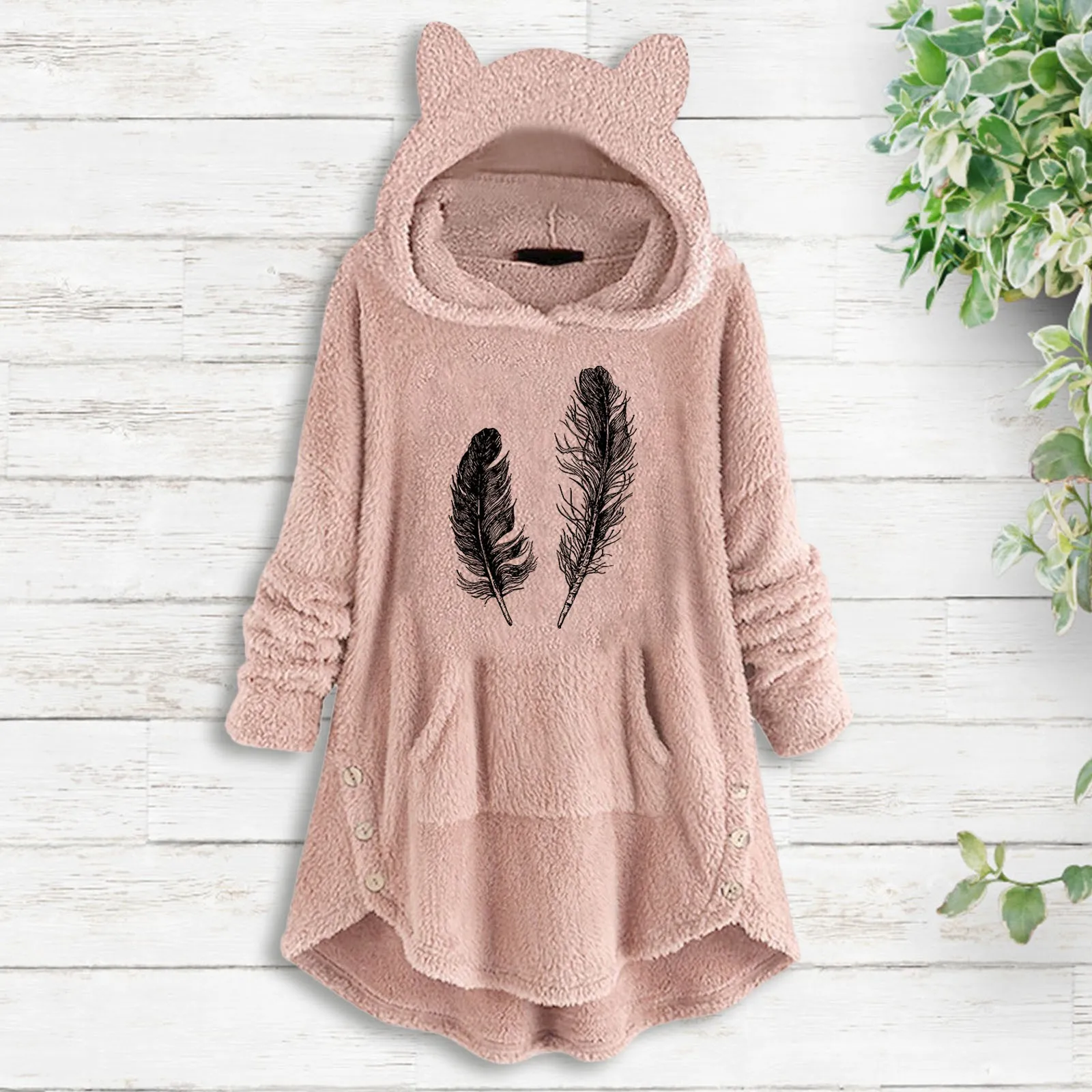 Рисунок 2 - Женская Длинная толстовка с принтом перьев