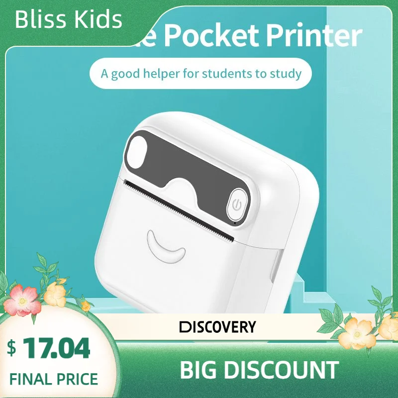 

Mini Printer Thermal Portable Label Printers Stickers Bluetooth Inkless impressora portatil For Mobile Phone 57mm Sticker Paper