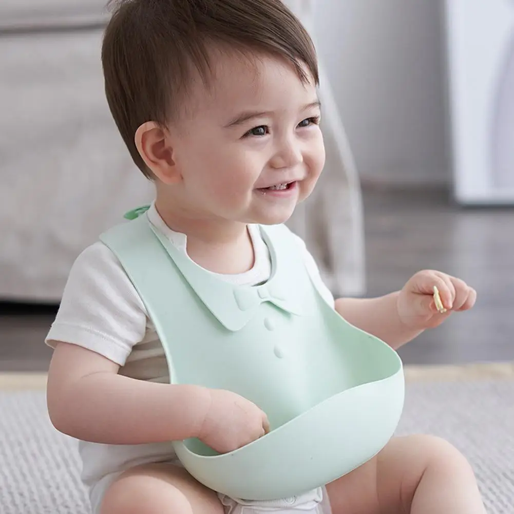 

Safety Material Silica Gel Can Bite Portable Safe Baby Bibs Easy to Clean Saliva Towels for Children Self Feeding Care