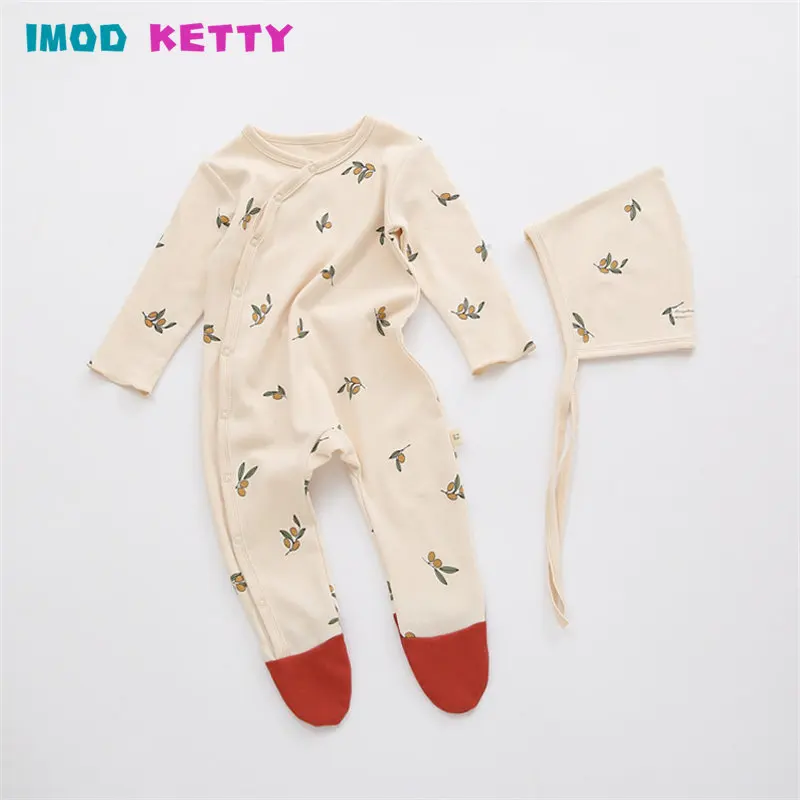 

Cute Jumpsuit Hat Baby Rompers 2023 Spring New Style Newborn Baby Clothes For Girls Boys Long Sleeve Jumpsuit Clothing Outfits
