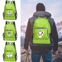 folding backpack outdoor ultralight portable riding backpack mountaineering cat print travel hiking camping sports green daypack