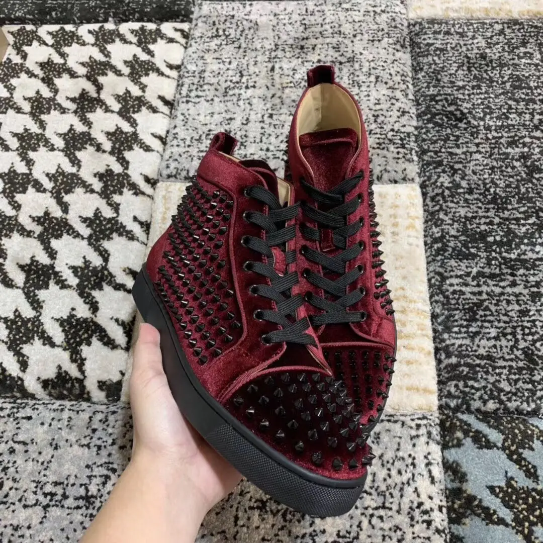 

NEW High-end leather shoes, men's shoes, red-soled shoes, leather high-top shoes, men's shoes, casual shoes rivet shoes 35-48