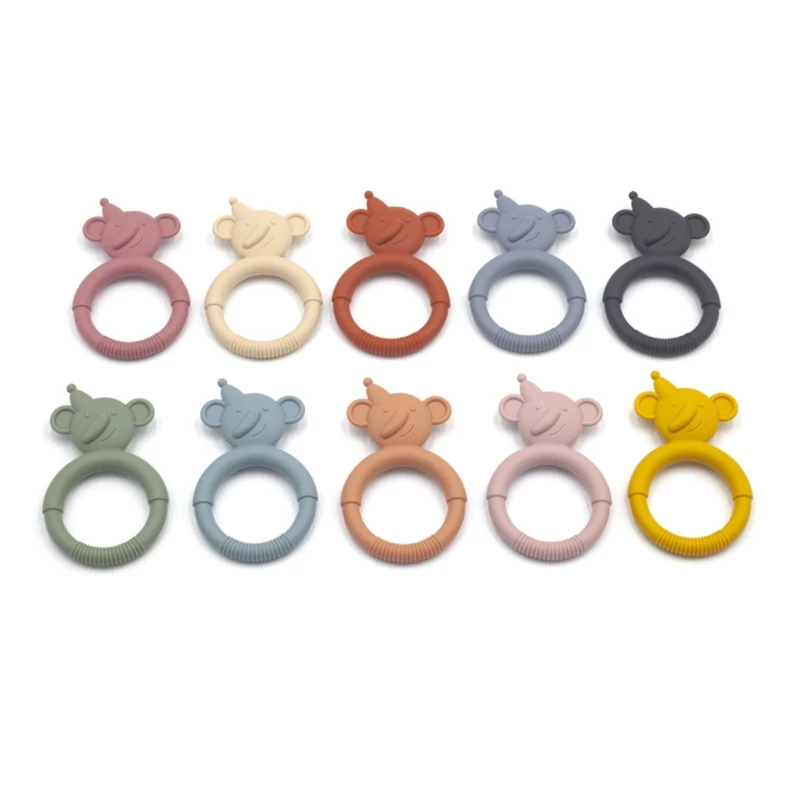 

Q1FE Cartoon Baby Teether Silicone Teething Chewing Toy Nursing Accessories for Infant Girls Boys Teeth Training Health Care
