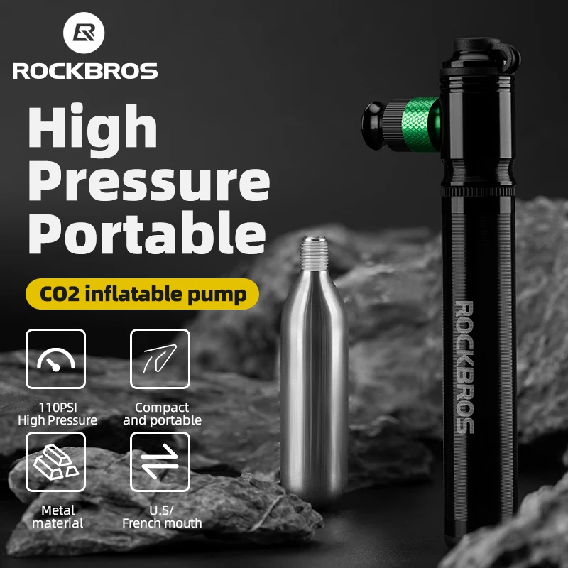 

ROCKBROS Mini 100 PSI Bicycle Pump 2 In 1 CO2 Air Inflator + Hand Bike Pump CNC Aluminum MTB Road Portable Cycling Pumps FV AV