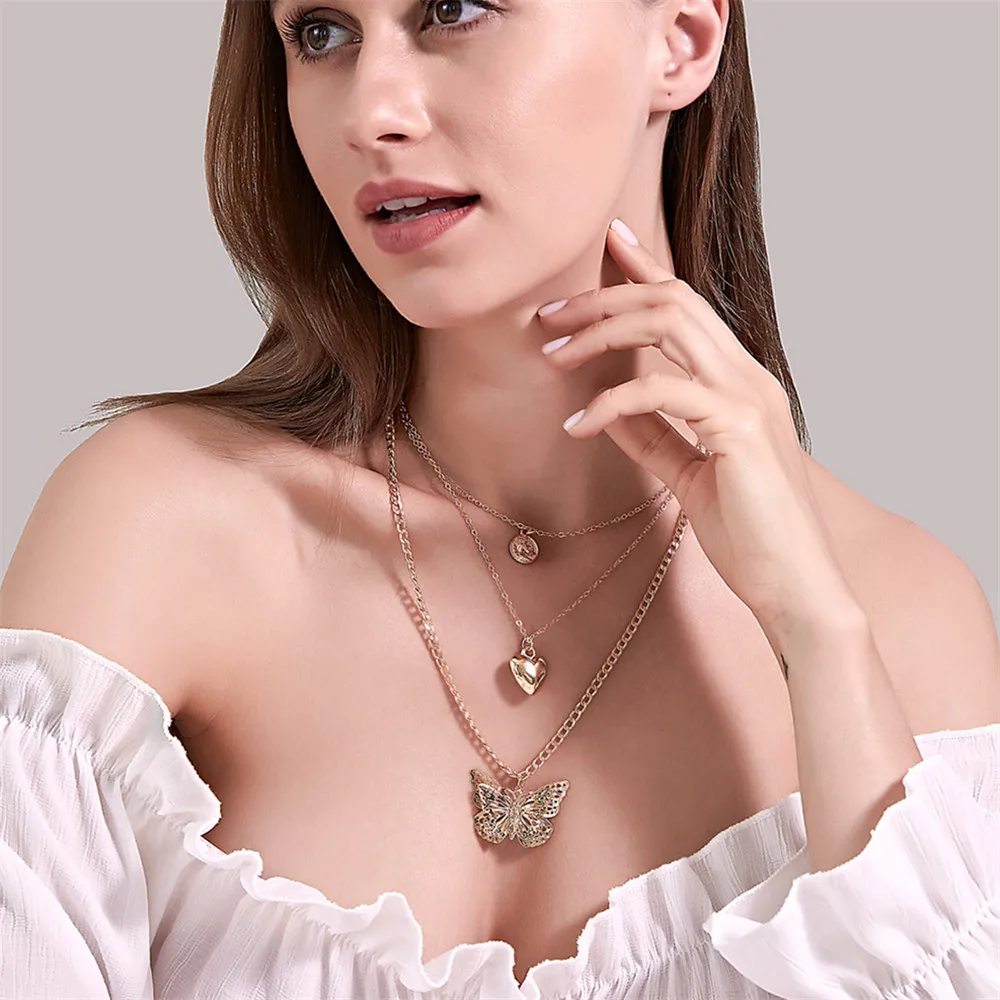 

Женское многослойное ожерелье с бабочкой, длинная цепочка для свитера, привлекательные аксессуары, 2022