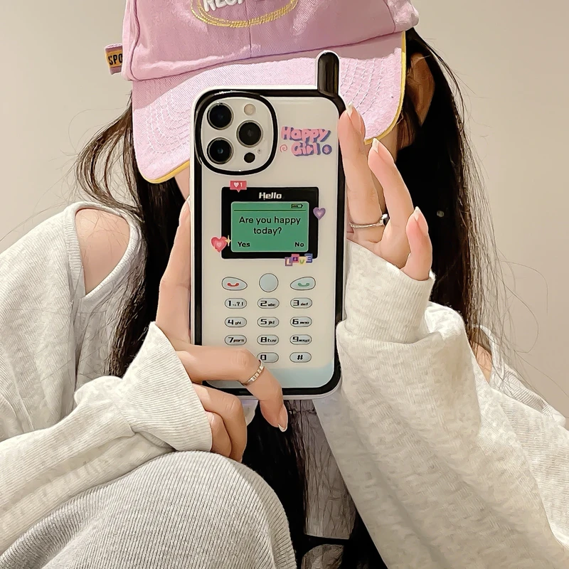 

Cute Retro Happy Girl illustration Transparent Phone Case For iPhone 11 12 13 Pro Max X Xr Xs Max Shockproof Soft TPU Cover