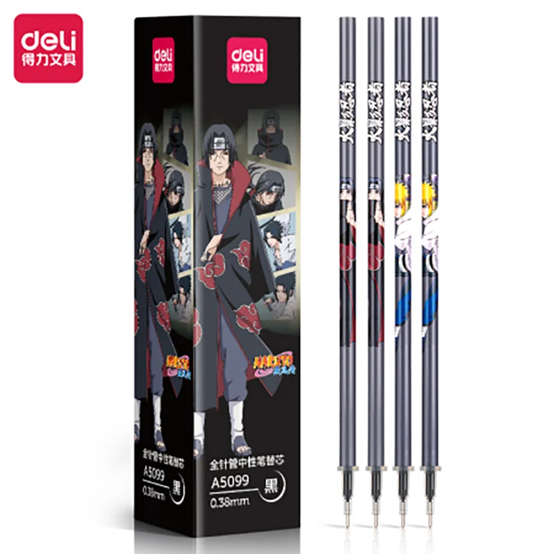 

20Pcs/Box Deli A5099 NARUTO Series The Neutral Refill To Replace Student Signature Pen Refill 0.38mm Full Needle Tubes