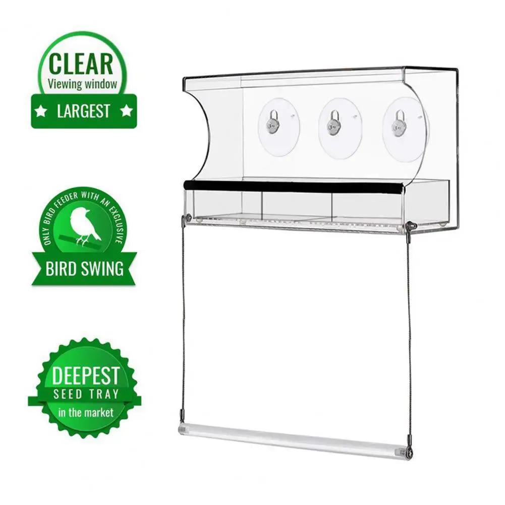 

Bird Feeder 1 Set Useful Strong Suction Cup Wear-resistant Garden Bird Parrot Food Dispenser Yard Supplies