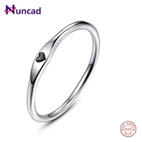 nuncad solid 925 sterling silver simple carve heart shape wedding band stackable promise sterling silver ring