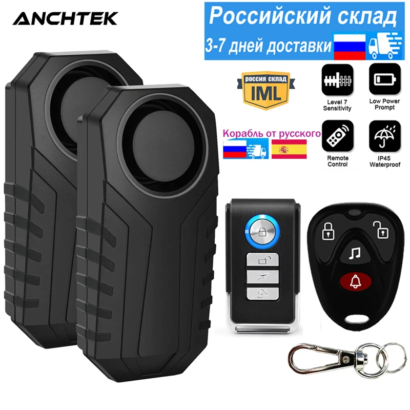 

Anchtek Anti-Theft Bike Alarm Waterproof Wireless Remote Control Alarm Vibration Sensor Warning System Alarma Moto