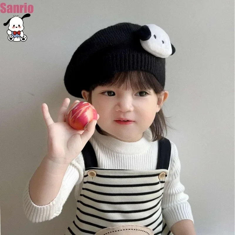 

Sanrio Cinnamoroll Kuromi My Melody Pompompurin Kawaii Cartoon Hat Girls' Knitted Beret Autumn and Winter Fashion Super Cute Hat