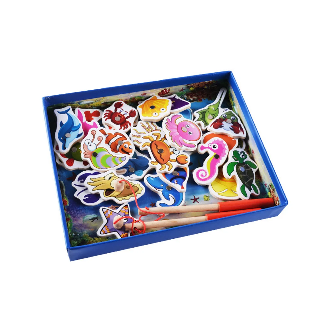 

32 Pcs Wooden Magnetic Fishing Toys for Kid Children Baby Toddler