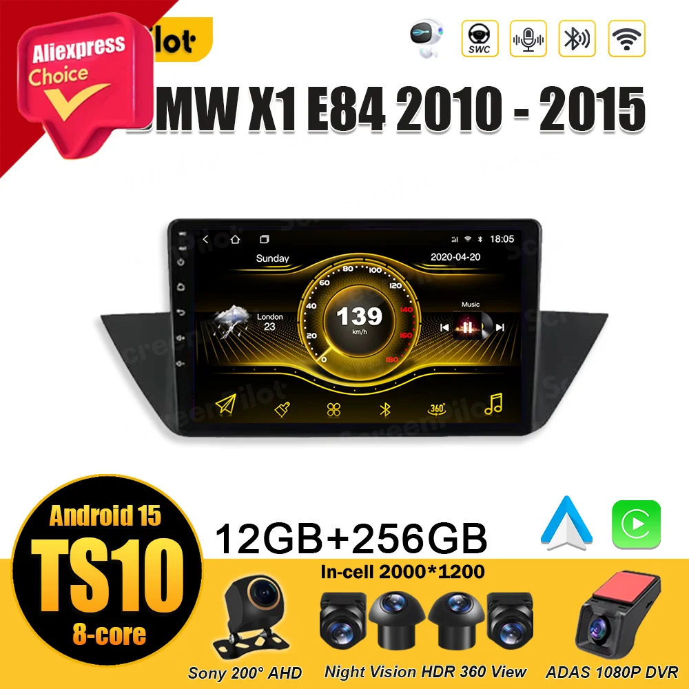 Фото Android 15 для BMW X1 E84 2010-2015 Автомобильный радиоприемник Стерео головное устройство GPS-навигация Беспроводная Android Auto 8-ядерный Wi-Fi Bluetooth RDS №1