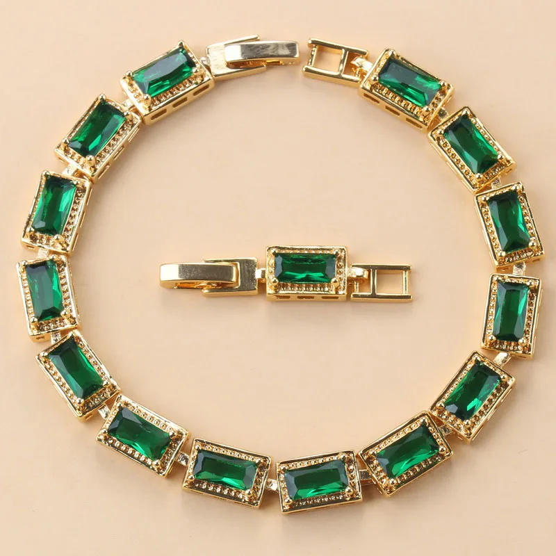 Новый оригинальный зеленый кубический цирконий Свадебные украшения с 925 метками