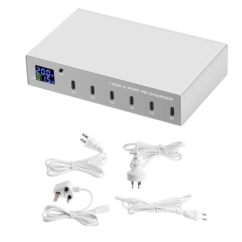 

Type-C PD Fast-Charger 30W Multiport Charging Adapter Docking Station for Cellphone Charging Base with LED Display