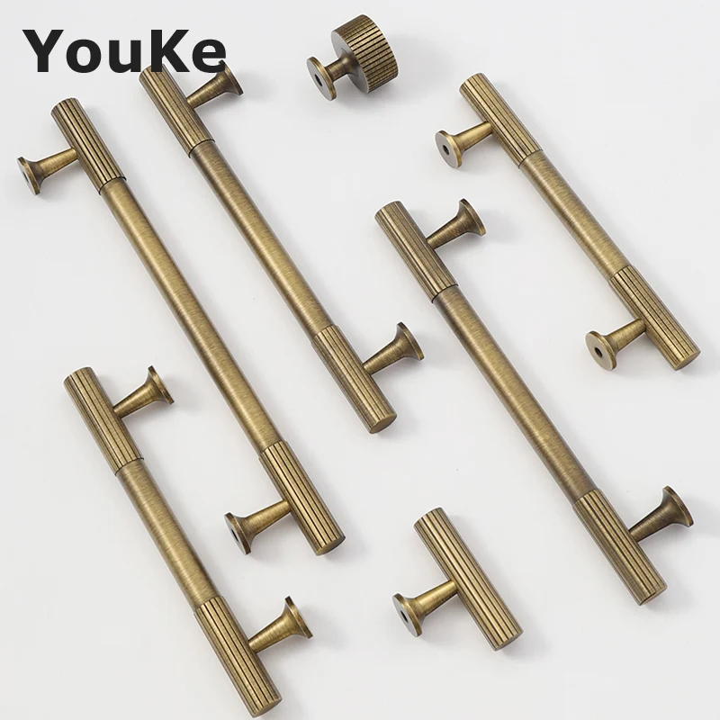 Твердые Латунные Ручки трикотажные ребристые Шкафы для спальни кухонного шкафа