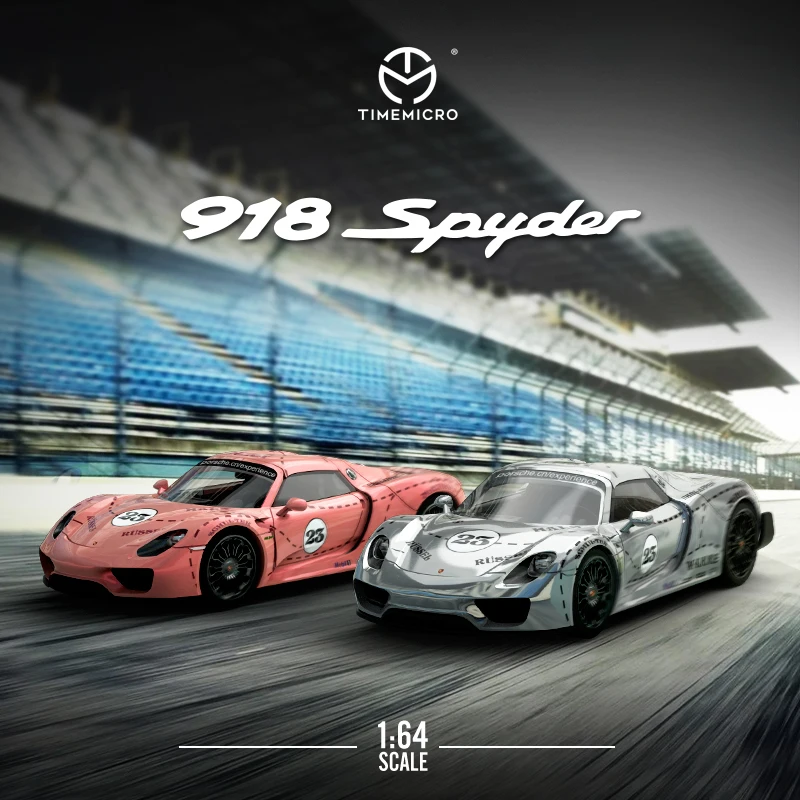 

TIME MICRO 1:64 918 Spyder Silver /Pink Pig Die-Cast Car Model Collection Miniature